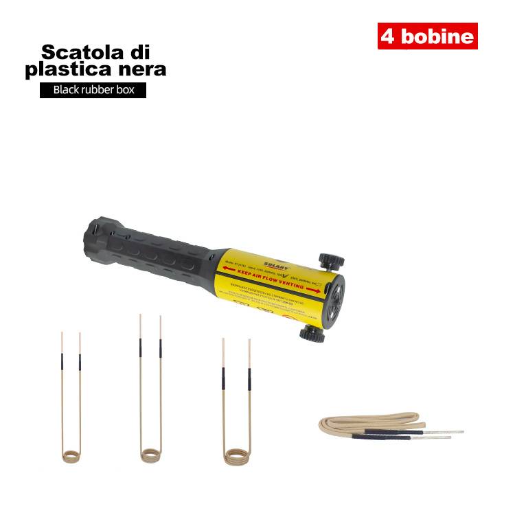 Kit riscaldatore a induzione magnetica Solary H7E, utensile a induzione termica per rompere bulloni da 1000 W e 110 V, riscaldatore per bulloni portatile senza fiamma per autoveicoli, per la rimozione di viti arrugginite (H7E con 3 bobine)